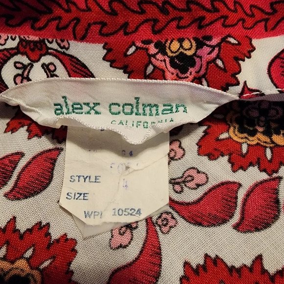 Vintage Alex Coleman Blouse Size 4 Red & White Pink Floral Button Up - Picture 11 of 11